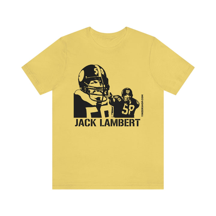 Jack Lambert Legend T-Shirt Short Sleeve Tee T-Shirt Printify Yellow S 