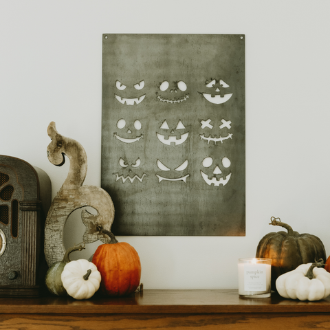 Jack-o'-Lantern Pumpkin Faces Wall Decor Sign