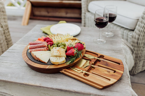 Ohio State Buckeyes - Insignia Acacia and Slate Serving Board with Cheese Tools  Picnic Time Family of Brands   