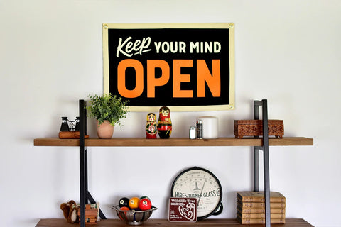Camp Flag by Cody Weiler • Black Cream Orange Wool Felt Banner • Inspirational Decor