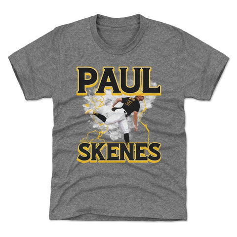 Kids Crewneck T-Shirt - Paul Skenes Pittsburgh Lightning Youth Short Sleeve Tee Kids T-Shirt - YinzerShop