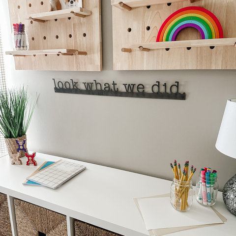 'Look What We Did' Magnetic Bar (typewriter font)