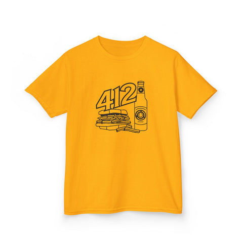 Kids Graphic T-Shirt – 412 Icon Crew Neck Tee With Soft Cotton Fabric Kids Apparel - YinzerShop