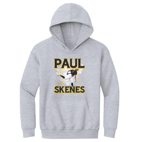Kids Hooded Sweatshirt - Paul Skenes Pittsburgh Lightning Polyester Blend Midweight Hoodie Kids Youth Hoodie - YinzerShop