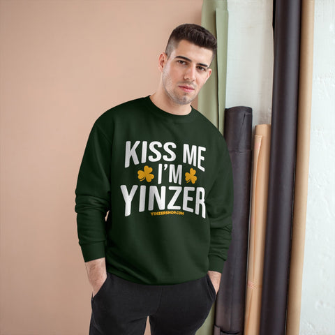 Kiss Me, I'm Yinzer - Champion Crewneck Sweatshirt Sweatshirt - YinzerShop