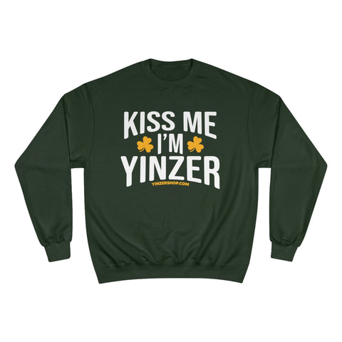 Kiss Me, I'm Yinzer - Champion Crewneck Sweatshirt Sweatshirt - YinzerShop