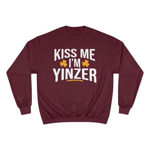Kiss Me, I'm Yinzer - Champion Crewneck Sweatshirt Sweatshirt - YinzerShop