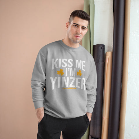 Kiss Me, I'm Yinzer - Champion Crewneck Sweatshirt Sweatshirt - YinzerShop