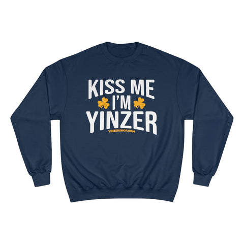 Kiss Me, I'm Yinzer - Champion Crewneck Sweatshirt Sweatshirt - YinzerShop