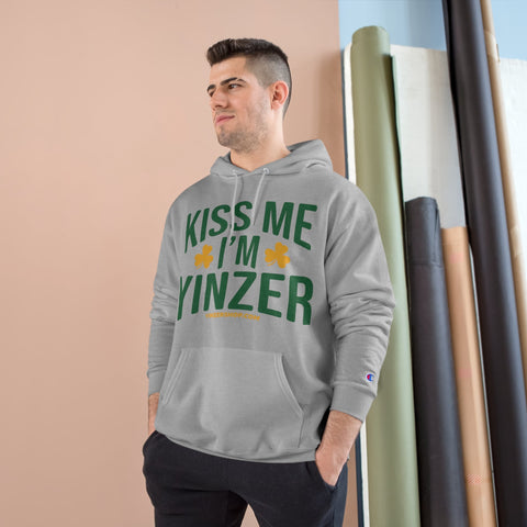 Kiss Me, I'm Yinzer - St Patty's Day - Champion Hoodie Hoodie - YinzerShop