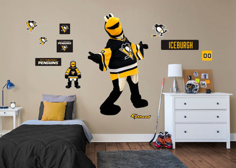Iceburgh Mascot - RealBig Collection - Official NHL - Pittsburgh Penguins - Reusable Vinyl Wall Decals #2