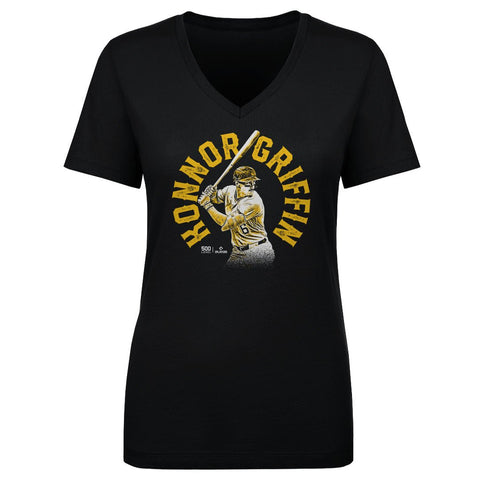 Konnor Griffin Pittsburgh Emblem T-Shirt - Lightweight V-Neck Tee, Cotton Fabric Women's V-Neck T-Shirt - YinzerShop