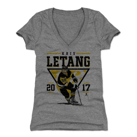 Kris Letang Women's V-Neck T-Shirt - Slim Fit Tri Color Athletic Style Tee Women's V-Neck T-Shirt - YinzerShop