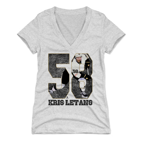 Kris Letang Women's V-Neck T-Shirt – Slim Fit Tri Color Tee, Soft Cotton Blend Women's V-Neck T-Shirt - YinzerShop