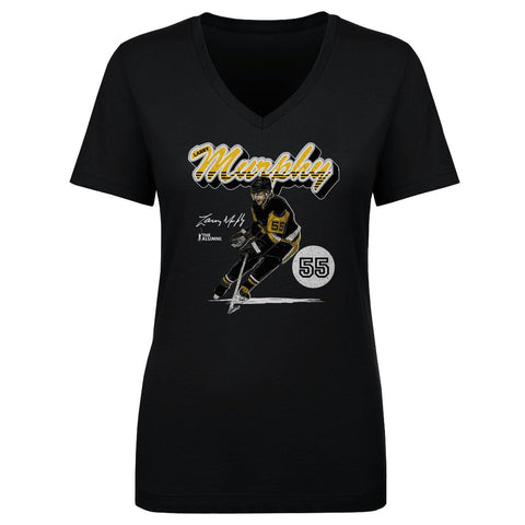 Larry Murphy Retro V-Neck T-Shirt – Pittsburgh Cotton Short Sleeve Tee Women's V-Neck T-Shirt - YinzerShop