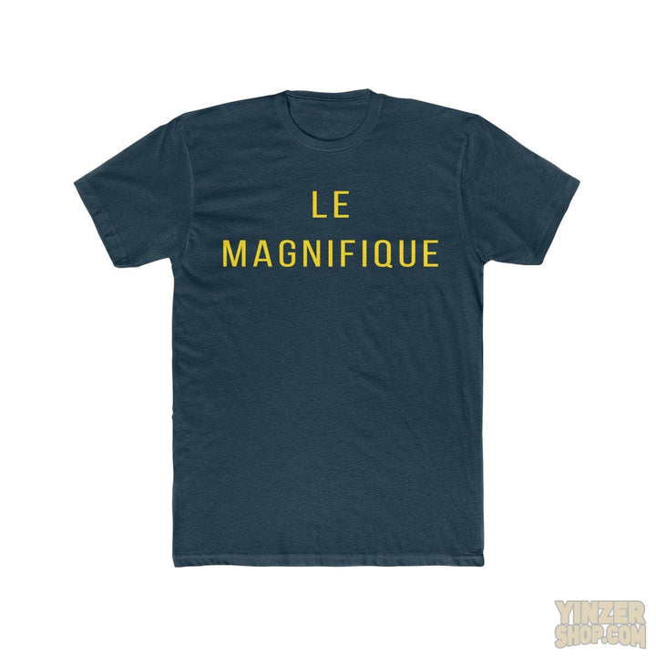 Le Magnifique Premium Fitted T-Shirt T-Shirt Printify Solid Midnight Navy S 
