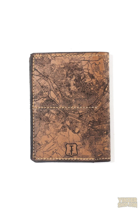 Leather Passport Wallet – Handmade Travel Wallet With Pittsburgh Map Etched Design Passport Wallet - YinzerShop