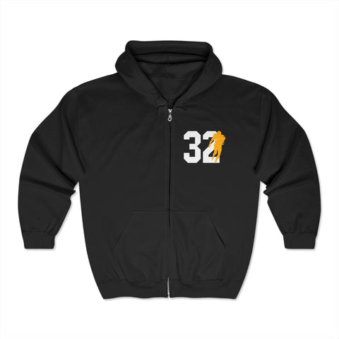 Legends Series - Franco Harris 32 Logo on Front Hooded Full Zipper Sweatshirt Hoodie - YinzerShop