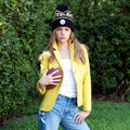 Lele Sadoughi Black Steelers Hand-Knit Brimmed Merino Wool Beanie with Yarn Pom Pom Beanie - YinzerShop