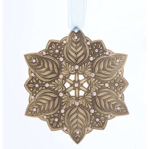 Linda Hoover Bronze Winter Ornament | Elegant Handcrafted Holiday Fern Ornament with Crystals Ornament - YinzerShop