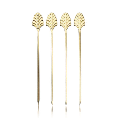 Art Deco Cocktail Picks in Gold Set of 4