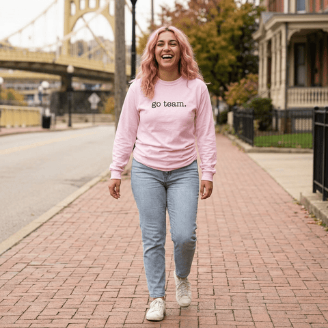 Long Sleeve Tee — Minimal "go team." Casual Unisex Fan Shirt Long-sleeve - YinzerShop