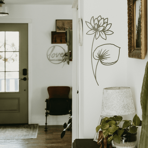 Lotus Flower Decor – 24 Inch Metal Lotus Sculpture | Peaceful Room Accent Wall Decor - YinzerShop