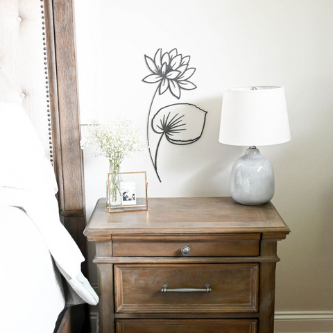 Lotus Flower Decor – 24 Inch Metal Lotus Sculpture | Peaceful Room Accent