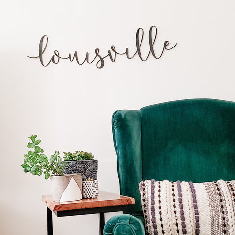Louisville Wall Decor - Recycled Steel Metal Wall Sign with Rust Resistant Finish