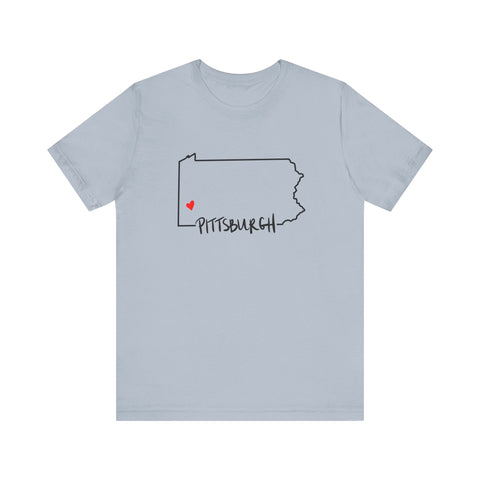 Love Pittsburgh Pennsylvania Short Sleeve T-Shirt - Unisex bella+canvas 3001 T-Shirt - YinzerShop
