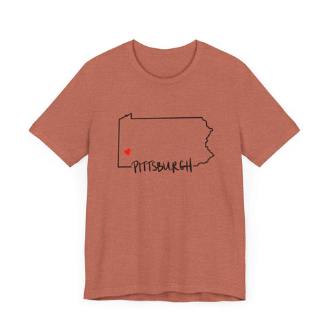 Love Pittsburgh Pennsylvania Short Sleeve T-Shirt - Unisex bella+canvas 3001 T-Shirt - YinzerShop