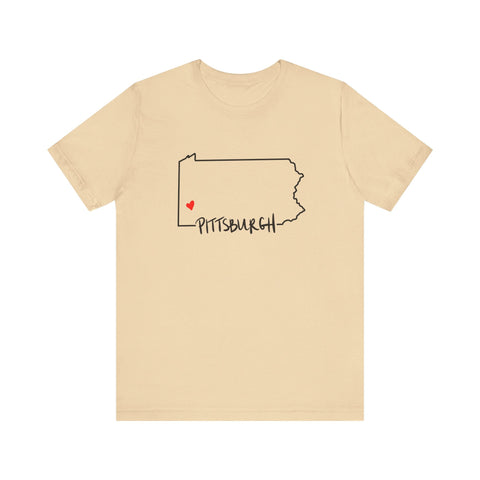 Love Pittsburgh Pennsylvania Short Sleeve T-Shirt - Unisex bella+canvas 3001 T-Shirt - YinzerShop