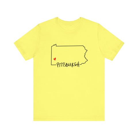 Love Pittsburgh Pennsylvania Short Sleeve T-Shirt - Unisex bella+canvas 3001 T-Shirt - YinzerShop
