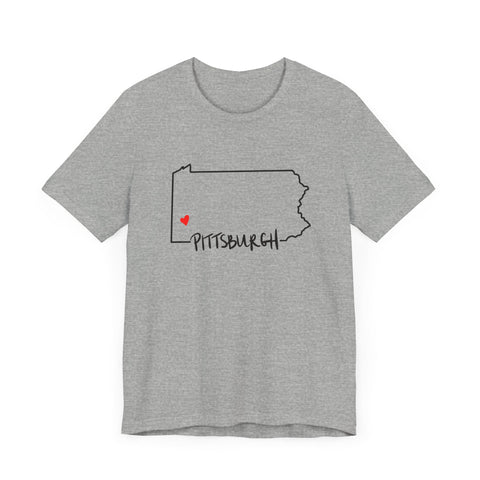 Love Pittsburgh Pennsylvania Short Sleeve T-Shirt - Unisex bella+canvas 3001 T-Shirt - YinzerShop