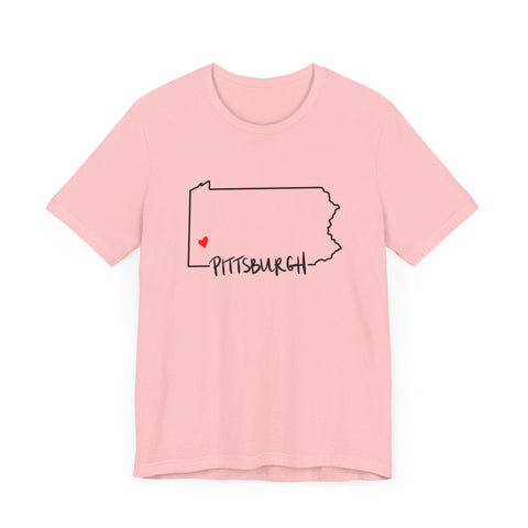 Love Pittsburgh Pennsylvania Short Sleeve T-Shirt - Unisex bella+canvas 3001 T-Shirt - YinzerShop