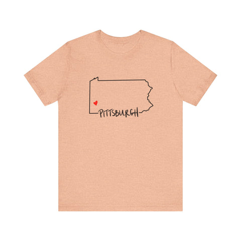 Love Pittsburgh Pennsylvania Short Sleeve T-Shirt - Unisex bella+canvas 3001 T-Shirt - YinzerShop