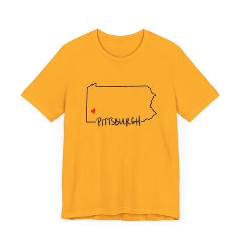 Love Pittsburgh Pennsylvania Short Sleeve T-Shirt - Unisex bella+canvas 3001 T-Shirt - YinzerShop