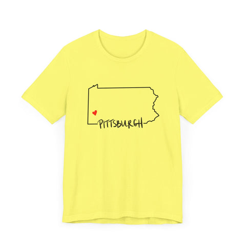 Love Pittsburgh Pennsylvania Short Sleeve T-Shirt - Unisex bella+canvas 3001 T-Shirt - YinzerShop