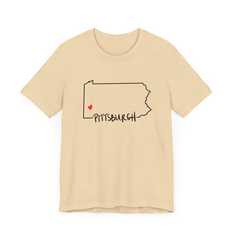 Love Pittsburgh Pennsylvania Short Sleeve T-Shirt - Unisex bella+canvas 3001 T-Shirt - YinzerShop