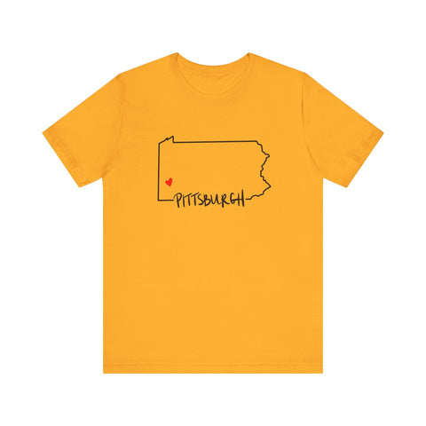 Love Pittsburgh Pennsylvania Short Sleeve T-Shirt - Unisex bella+canvas 3001 T-Shirt - YinzerShop