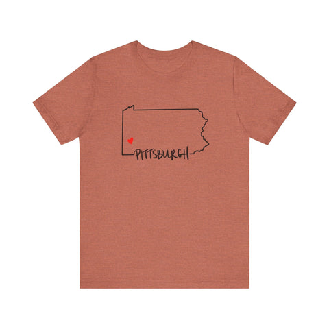 Love Pittsburgh Pennsylvania Short Sleeve T-Shirt - Unisex bella+canvas 3001 T-Shirt - YinzerShop