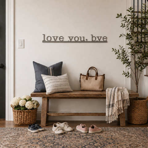 Bar Wall Decor - 'Love You, Bye' Steel Sign | Magnetic Recycled Metal Art