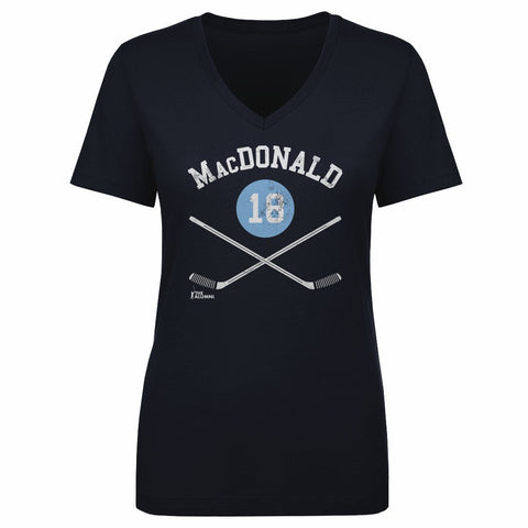 Lowell MacDonald T-shirt - Pittsburgh Hockey Shirt | 18 Sticks Cotton V-Neck Tee Women's V-Neck T-Shirt - YinzerShop