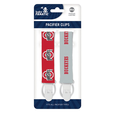 Ohio State Pacifier Clip 2-Pack | Licensed College Baby Item with Secure Strap