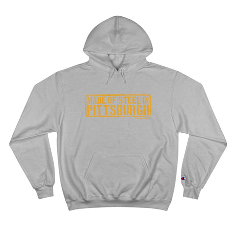 Made of Steel in Pittsburgh Hoodie Black - Champion Hoodie Hoodie - YinzerShop