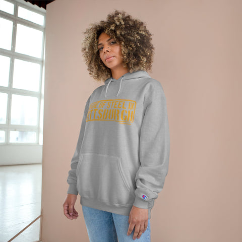 Made of Steel in Pittsburgh Hoodie Black - Champion Hoodie Hoodie - YinzerShop