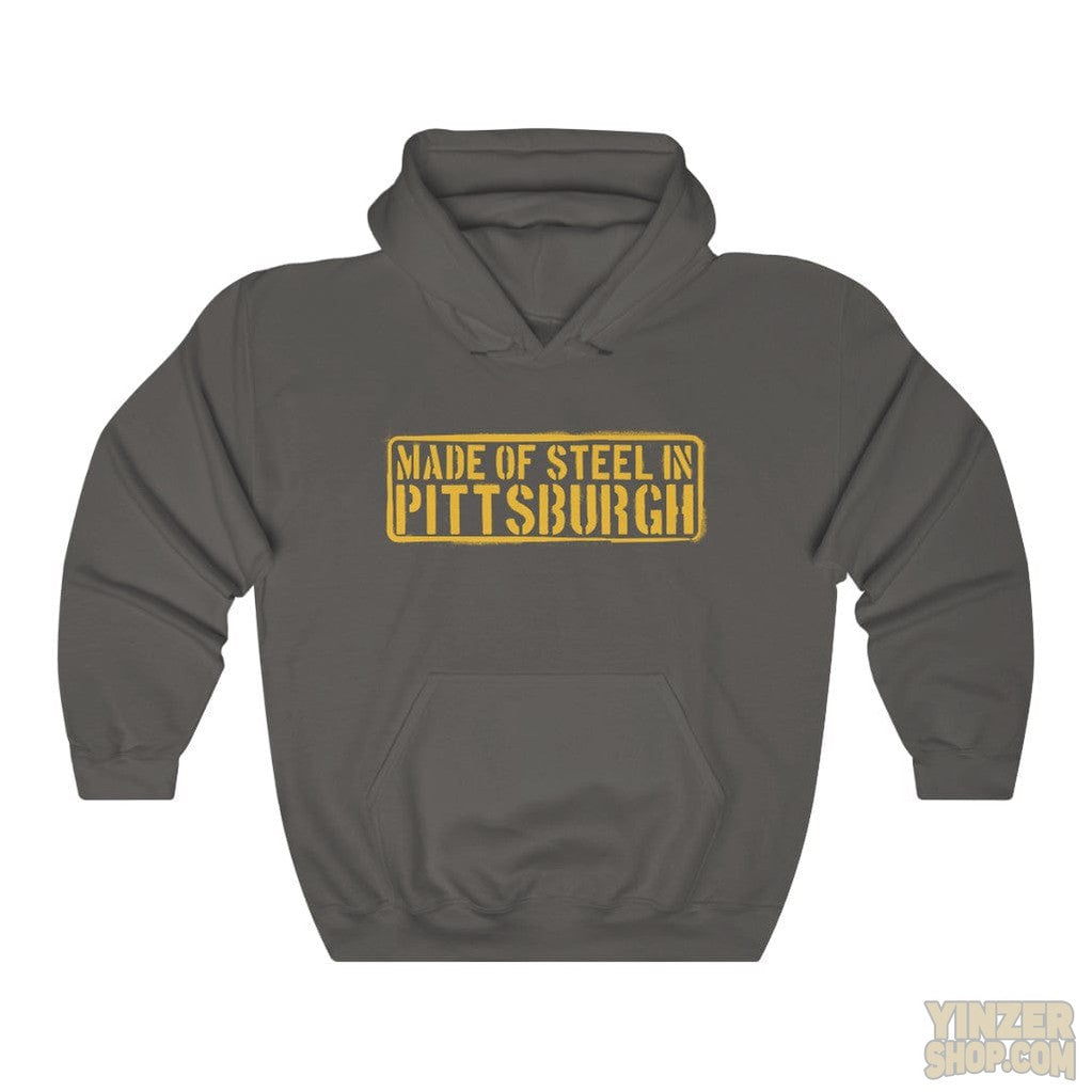 Made of Steel in Pittsburgh Hoodie Sweatshirt Hoodie Printify Charcoal S 