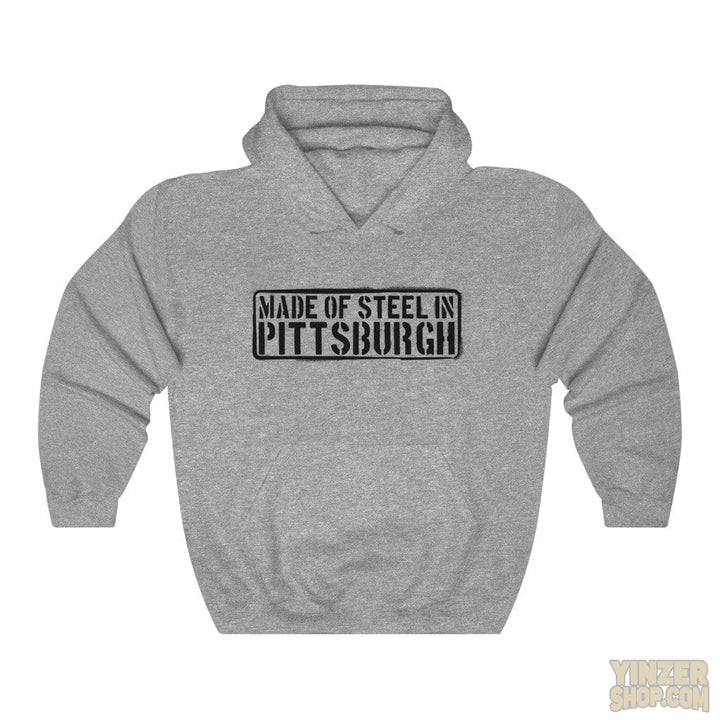 Made of Steel in Pittsburgh Hoodie Sweatshirt Hoodie Printify Sport Grey S 