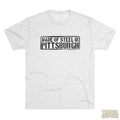 Made of Steel in Pittsburgh Men's Tri-Blend Crew T-shirt T-Shirt Printify Tri-Blend Heather White L 