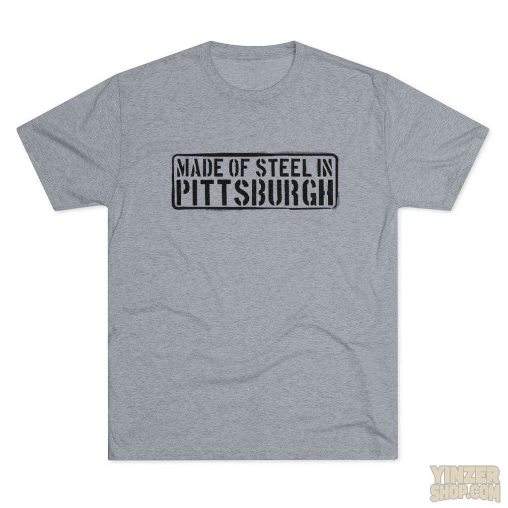 Made of Steel in Pittsburgh Men's Tri-Blend Crew T-shirt T-Shirt Printify Tri-Blend Premium Heather S 